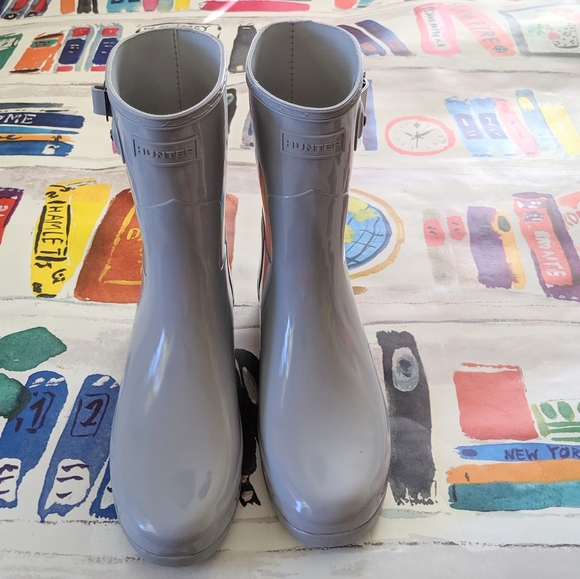 NEW Hunter Refined Short Rain Boots Glossy Gray 8 - Picture 5 of 8